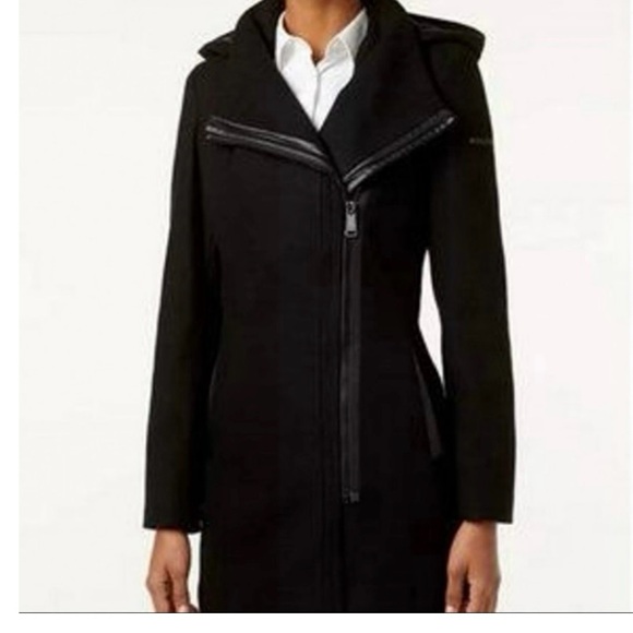 Trina Turk Black Asymmetrical Trench Coat - Picture 2 of 9